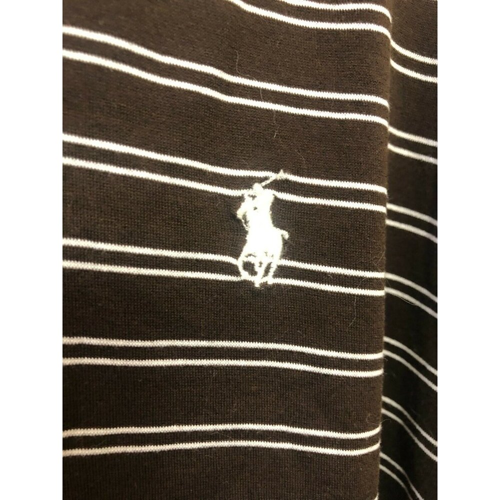 Ralph Lauren Polo Golf Men's Shirt Brown & Cream Stripe 100% Cotton XL - Picture 3 of 6